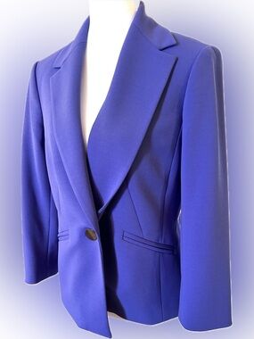 Kasper Royal Purple Single-Button Blazer Oversized Size 4